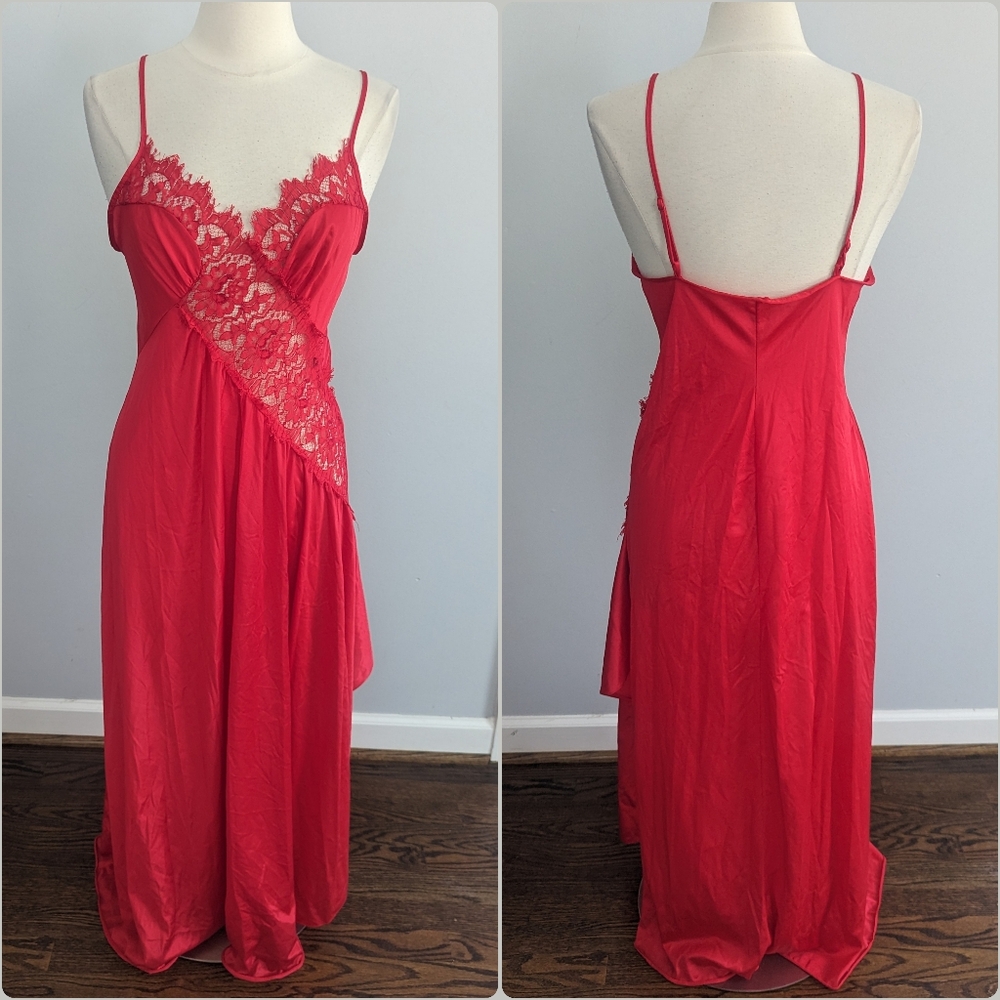 Women's Vintage Lady Canneo Dallas Large Red Nightgown Made In USA